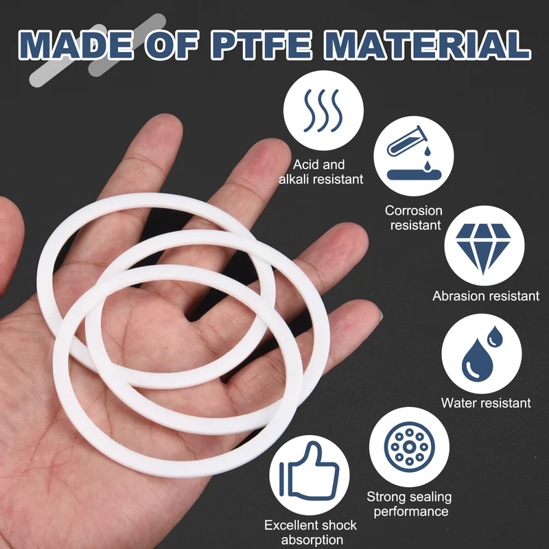 M70 PTFE Flat Washer, 5 Pcs 70x80x2mm O-Ring Sealing Gasket, White