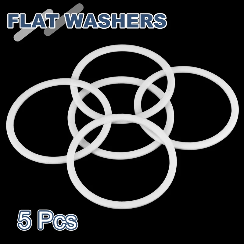M65 PTFE Flat Washer, 5 Pcs 65x75x2mm O-Ring Sealing Gasket, White