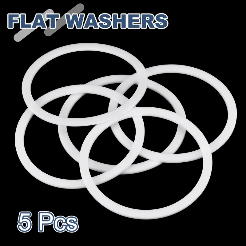 M60 PTFE Flat Washer, 5 Pcs 60x70x2mm O-Ring Sealing Gasket, White