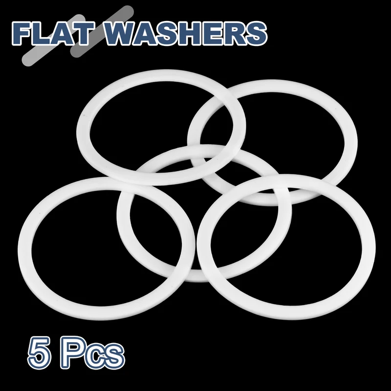M55 PTFE Flat Washer, 5 Pcs 55x65x2mm O-Ring Sealing Gasket, White