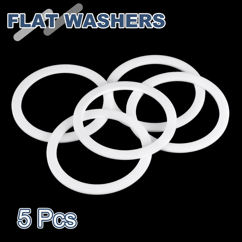 M51 PTFE Flat Washer, 5 Pcs 51x63x2mm O-Ring Sealing Gasket, White
