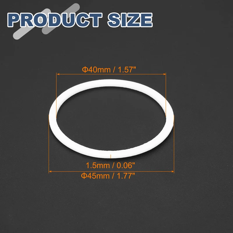 M40 PTFE Flat Washer, 10 Pcs 40x45x1.5mm O-Ring Sealing Gasket, White
