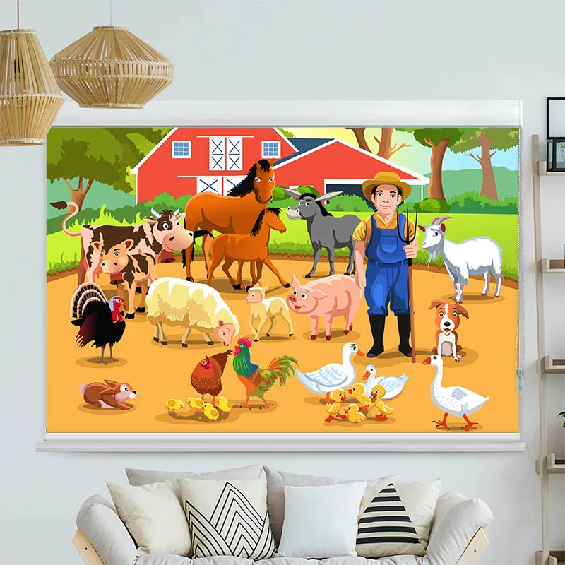 Kassettenrollo Motiv "Bauer mit Seinen Tieren" | bis B 420 x H 420 cm