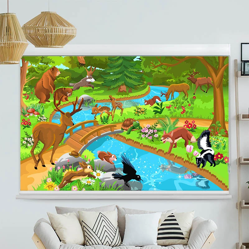 Kassettenrollo Motiv "Wilde Tiere am Luss" | bis B 420 x H 420 cm