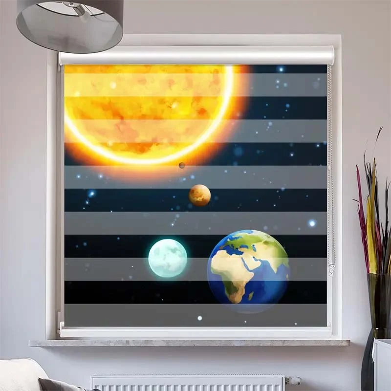 Doppelrollo mit Kassette "Sonne und Planeten"