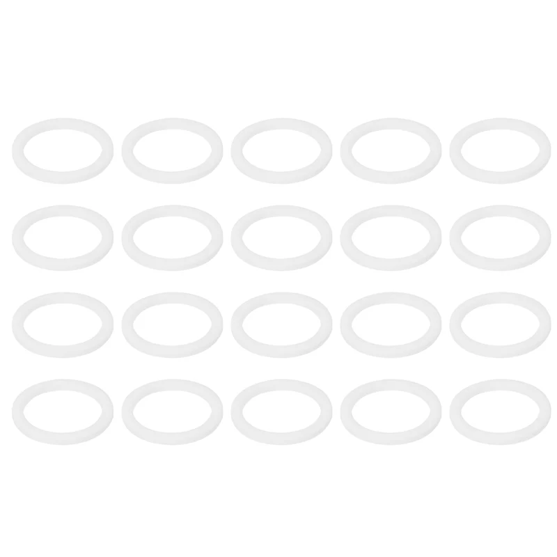 M15 PTFE Flat Washer, 60 Pcs 15x19x1.25mm O-Ring Sealing Gasket, White