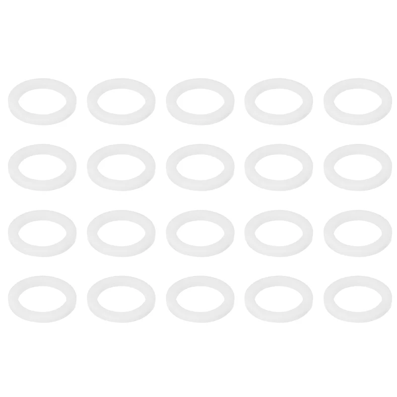 M11 PTFE Flat Washer, 60 Pcs 11x15x1.25mm O-Ring Sealing Gasket, White
