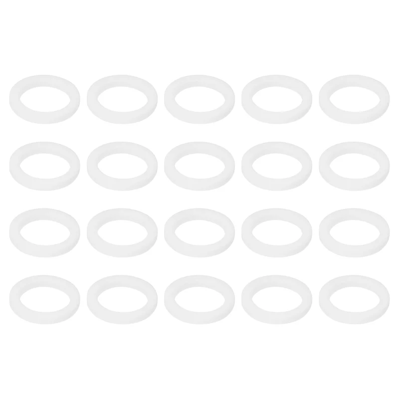 M8 PTFE Flat Washer, 60 Pcs 8x11x1.25mm O-Ring Sealing Gasket, White