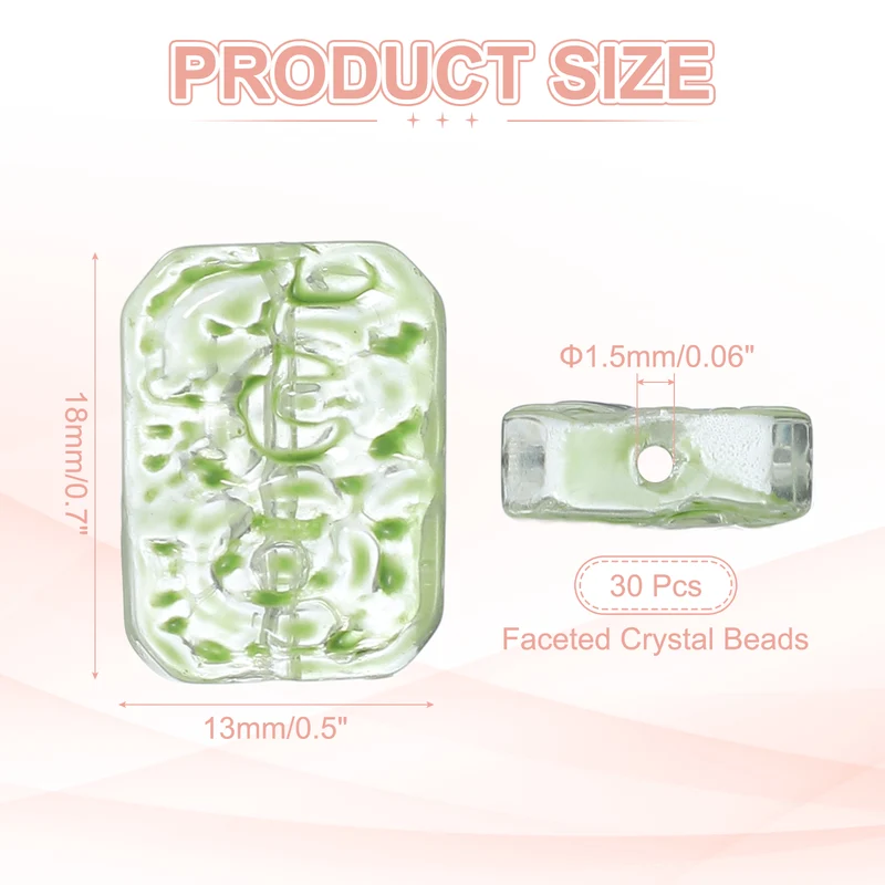 30Pcs Faceted Crystal Beads for Jewelry Making Glass Loose Beads Green