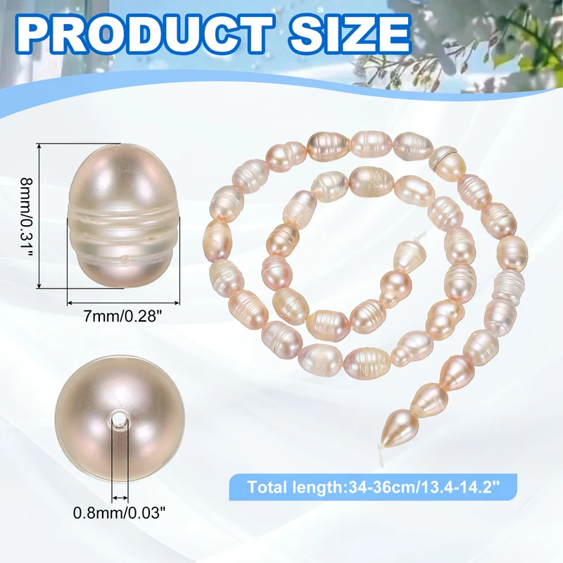 Freshwater Pearl Beads, 7-8mm Rice Shape Pearl String, Beige Purple