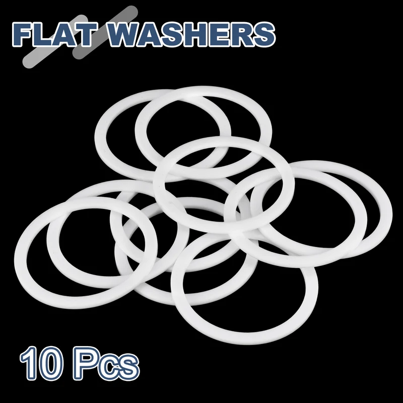 M50 PTFE Flat Washer, 10 Pcs 50x60x2mm O-Ring Sealing Gasket, White