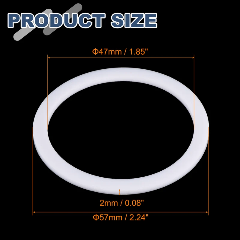 M47 PTFE Flat Washer, 10 Pcs 47x57x2mm O-Ring Sealing Gasket, White