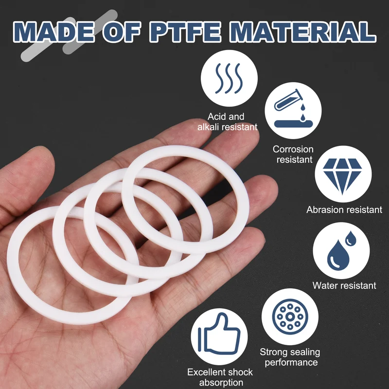 M47 PTFE Flat Washer, 10 Pcs 47x57x2mm O-Ring Sealing Gasket, White
