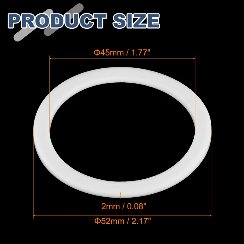 M45 PTFE Flat Washer, 10 Pcs 45x55x2mm O-Ring Sealing Gasket, White