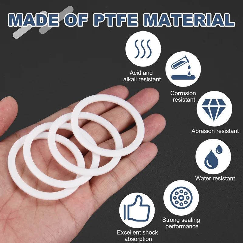 M45 PTFE Flat Washer, 10 Pcs 45x55x2mm O-Ring Sealing Gasket, White