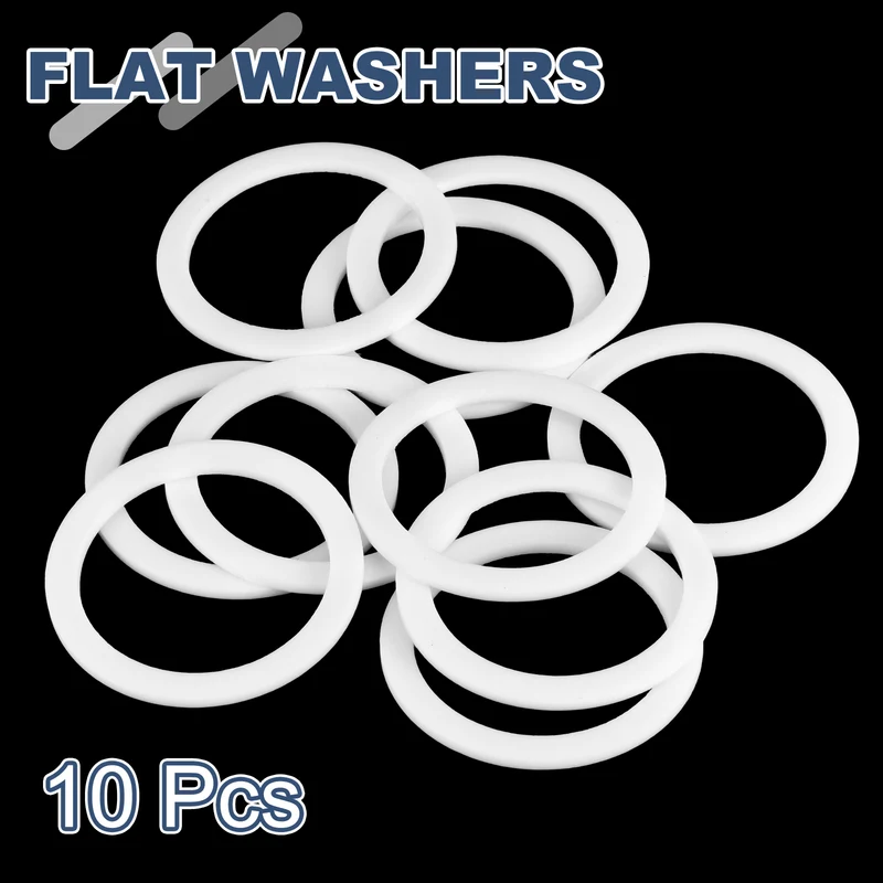 M38 PTFE Flat Washer, 10 Pcs 38x48x2mm O-Ring Sealing Gasket, White