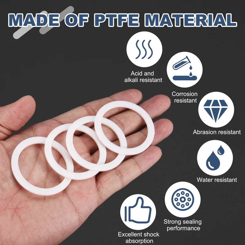 M38 PTFE Flat Washer, 10 Pcs 38x48x2mm O-Ring Sealing Gasket, White
