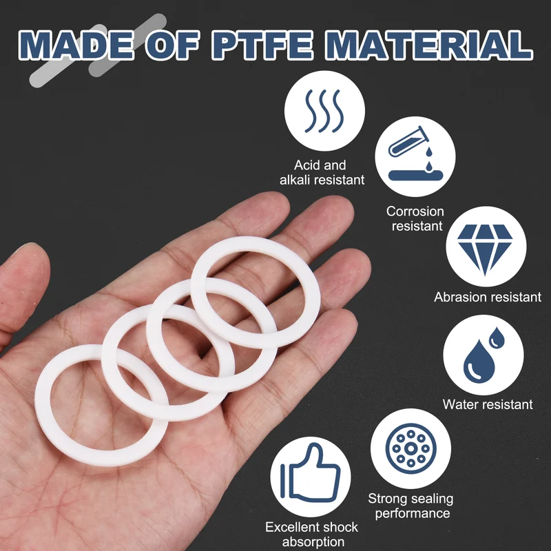 M35 PTFE Flat Washer, 10 Pcs 35x45x2mm O-Ring Sealing Gasket, White