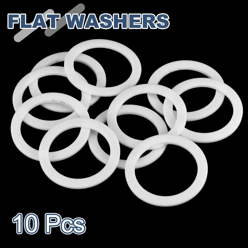 M32 PTFE Flat Washer, 10 Pcs 32x42x2mm O-Ring Sealing Gasket, White
