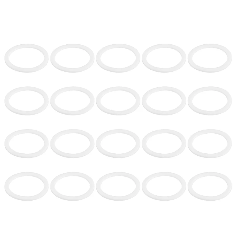 M32 PTFE Flat Washer, 20 Pcs 32x40x2mm O-Ring Sealing Gasket, White
