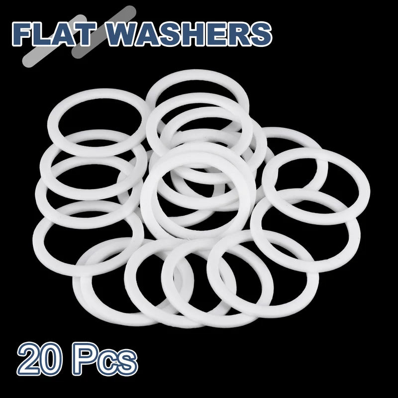 M32 PTFE Flat Washer, 20 Pcs 32x40x2mm O-Ring Sealing Gasket, White