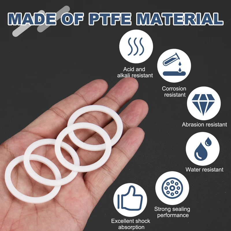 M32 PTFE Flat Washer, 20 Pcs 32x40x2mm O-Ring Sealing Gasket, White