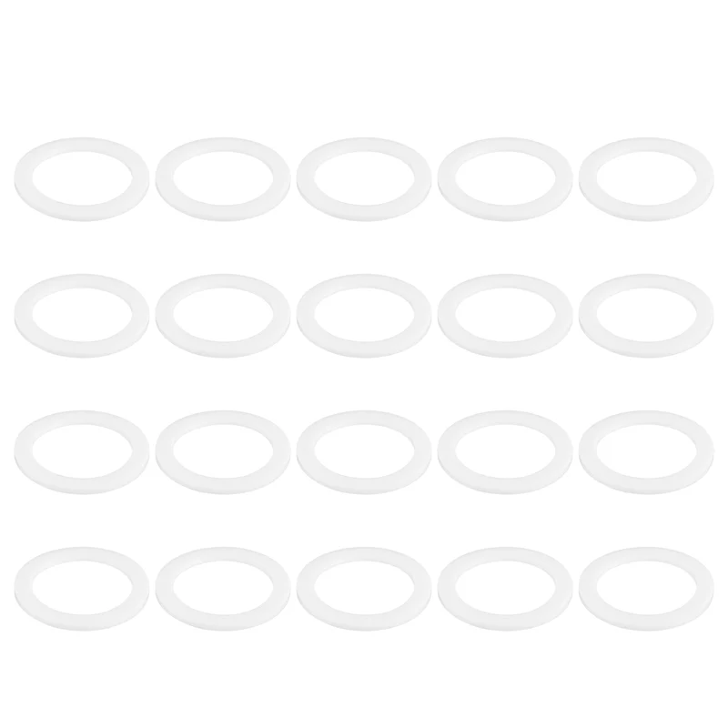 M28 PTFE Flat Washer, 20 Pcs 28x38x2mm O-Ring Sealing Gasket, White