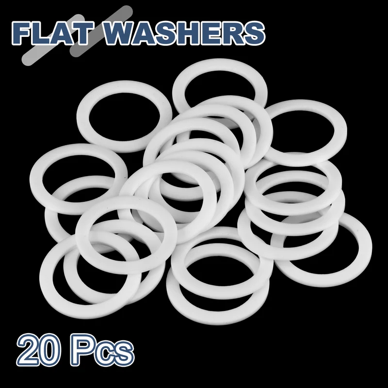 M28 PTFE Flat Washer, 20 Pcs 28x38x2mm O-Ring Sealing Gasket, White