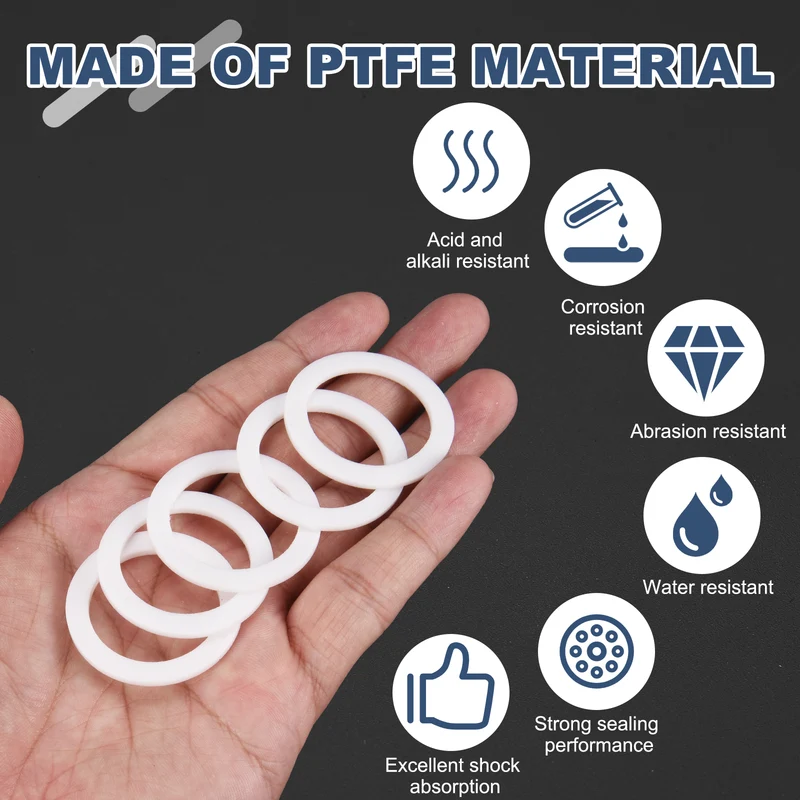M28 PTFE Flat Washer, 20 Pcs 28x38x2mm O-Ring Sealing Gasket, White