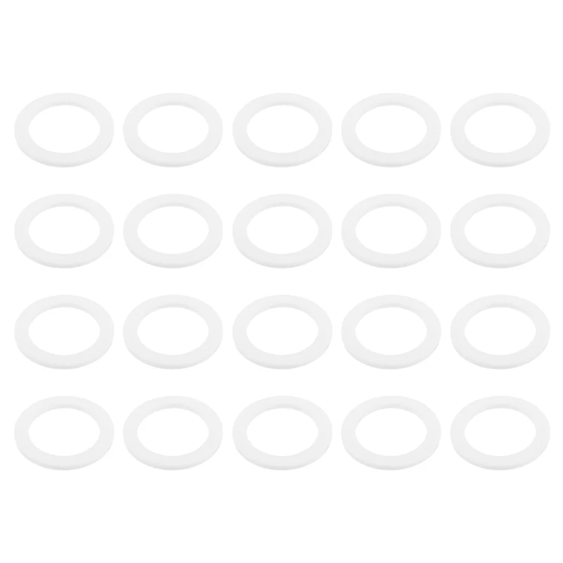 M25 PTFE Flat Washer, 20 Pcs 25x35x2mm O-Ring Sealing Gasket, White