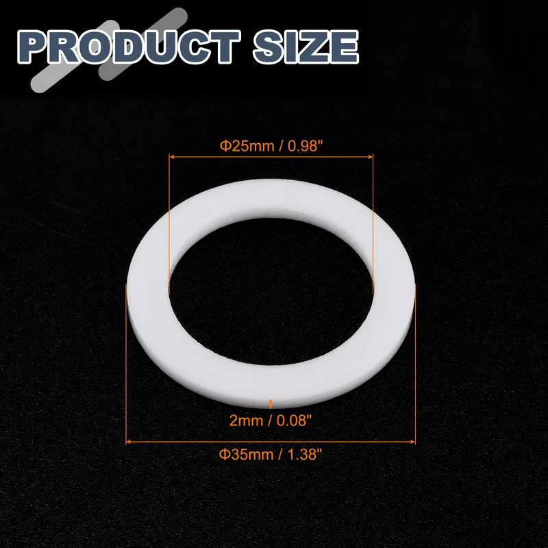 M25 PTFE Flat Washer, 20 Pcs 25x35x2mm O-Ring Sealing Gasket, White