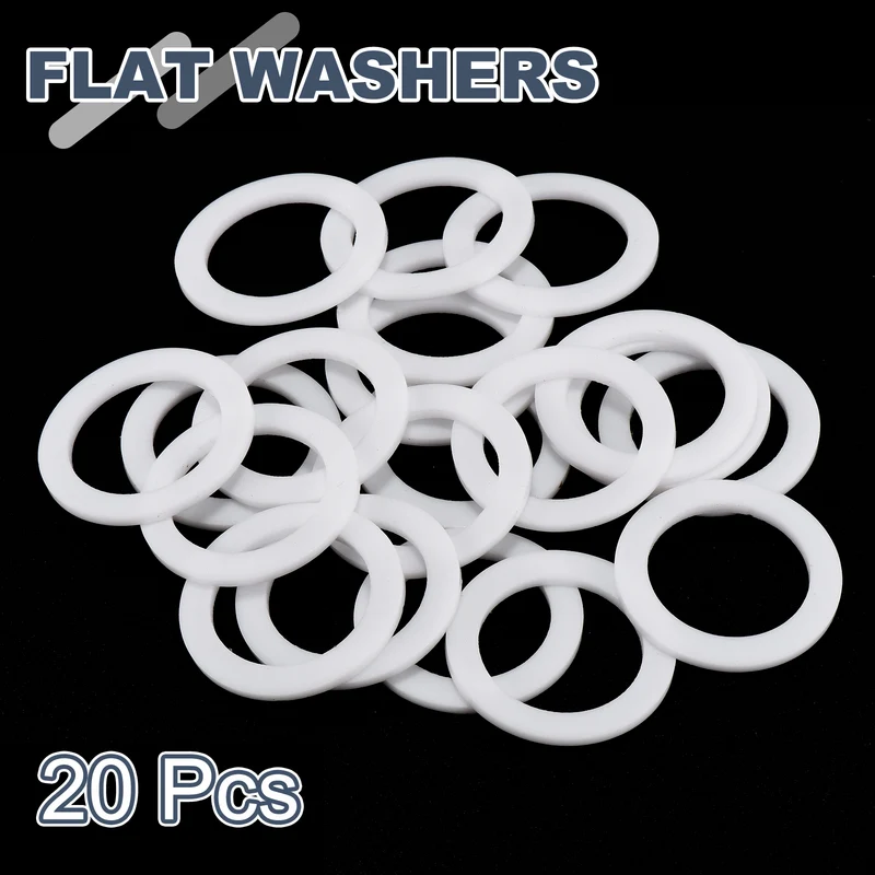 M25 PTFE Flat Washer, 20 Pcs 25x35x2mm O-Ring Sealing Gasket, White