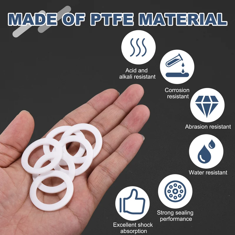 M25 PTFE Flat Washer, 20 Pcs 25x35x2mm O-Ring Sealing Gasket, White