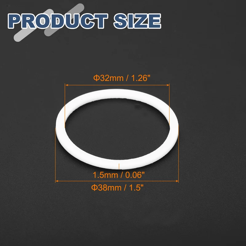 M32 PTFE Flat Washer, 30 Pcs 32x38x1.5mm O-Ring Sealing Gasket, White