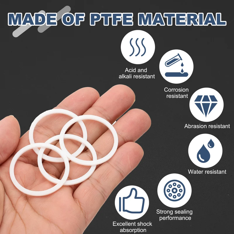 M32 PTFE Flat Washer, 30 Pcs 32x38x1.5mm O-Ring Sealing Gasket, White