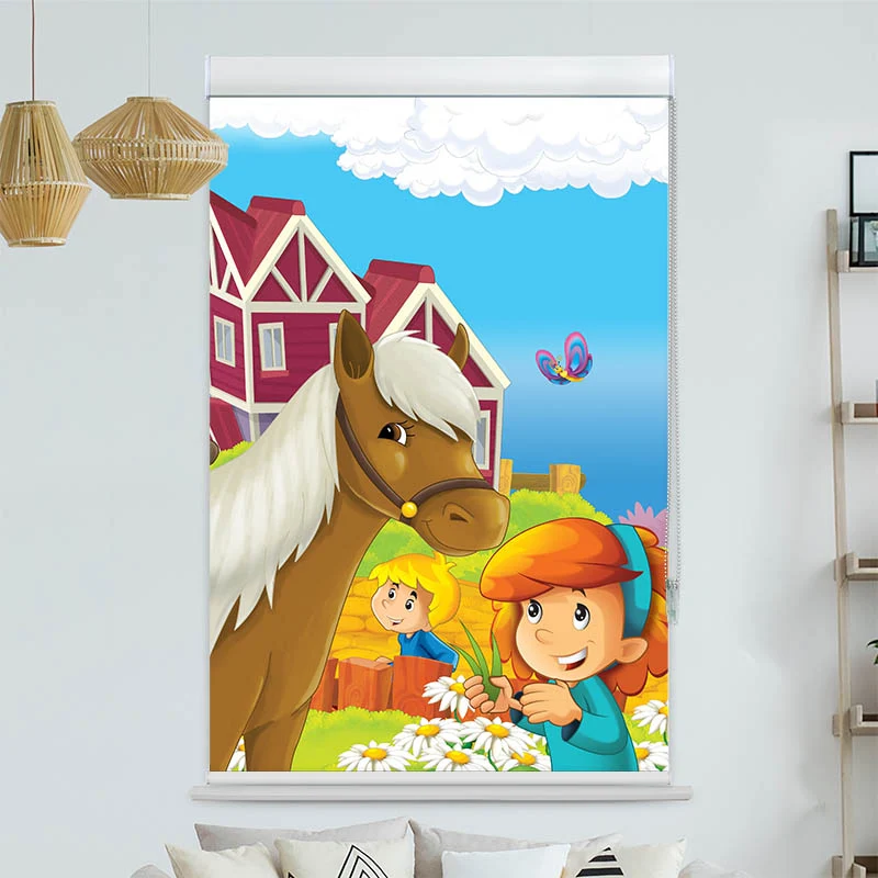 Kassettenrollo Motiv "Maedchen mit Pferd" | bis B 420 x H 420 cm
