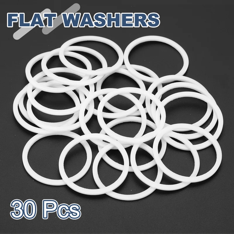 M30 PTFE Flat Washer, 30 Pcs 30x35x1.5mm O-Ring Sealing Gasket, White