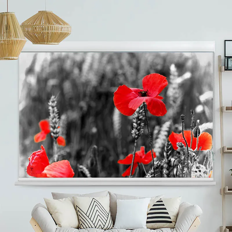 Kassettenrollo Motiv "Mohnblumen" | bis B 420 x H 420 cm