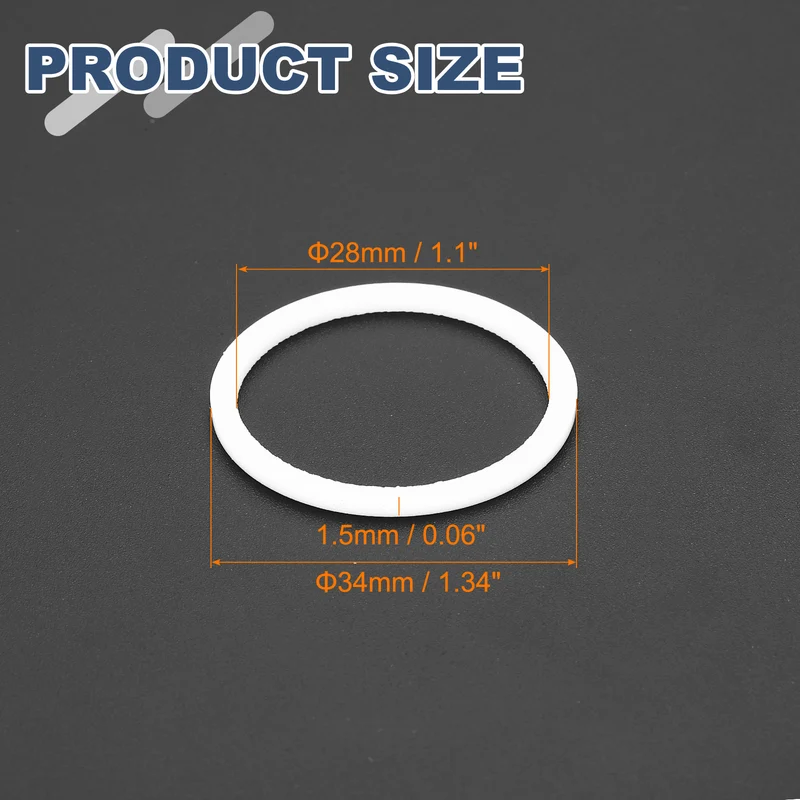 M28 PTFE Flat Washer, 30 Pcs 28x34x1.5mm O-Ring Sealing Gasket, White
