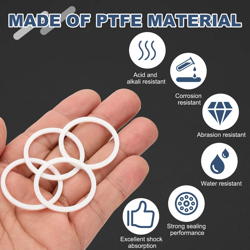 M28 PTFE Flat Washer, 30 Pcs 28x34x1.5mm O-Ring Sealing Gasket, White