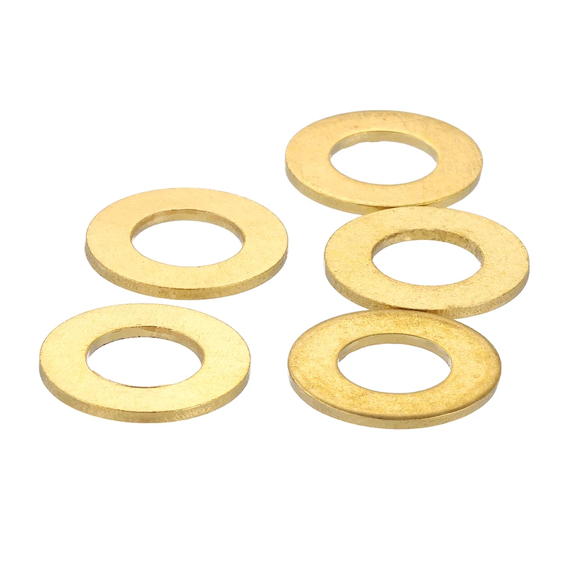 Flat Washers, (M10x20x2mm, Golden) (5 Pcs), Brass Sealing Gasket Rings