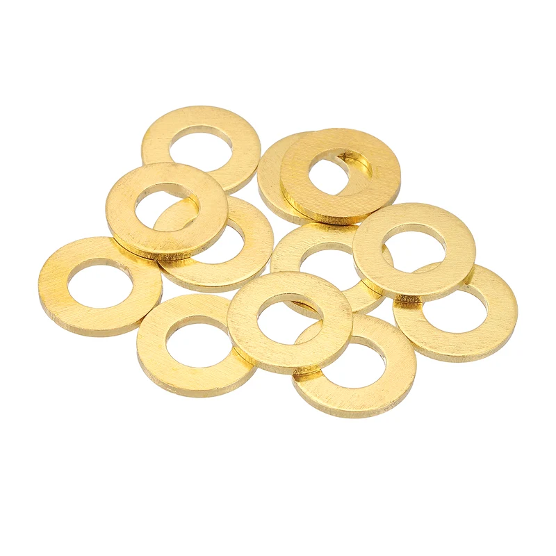 Flat Washers, (M8x16x1.5mm, Golden) (16 Pcs), Brass Sealing Gasket Rings