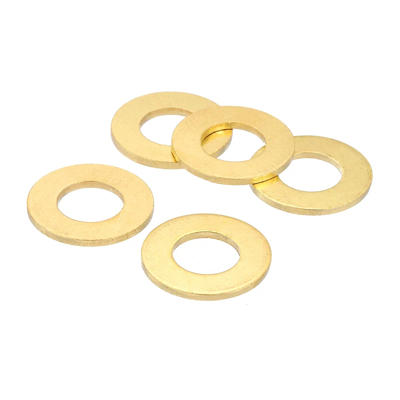 Flat Washers, (M12x24x2mm, Golden) (5 Pcs), Brass Sealing Gasket Rings