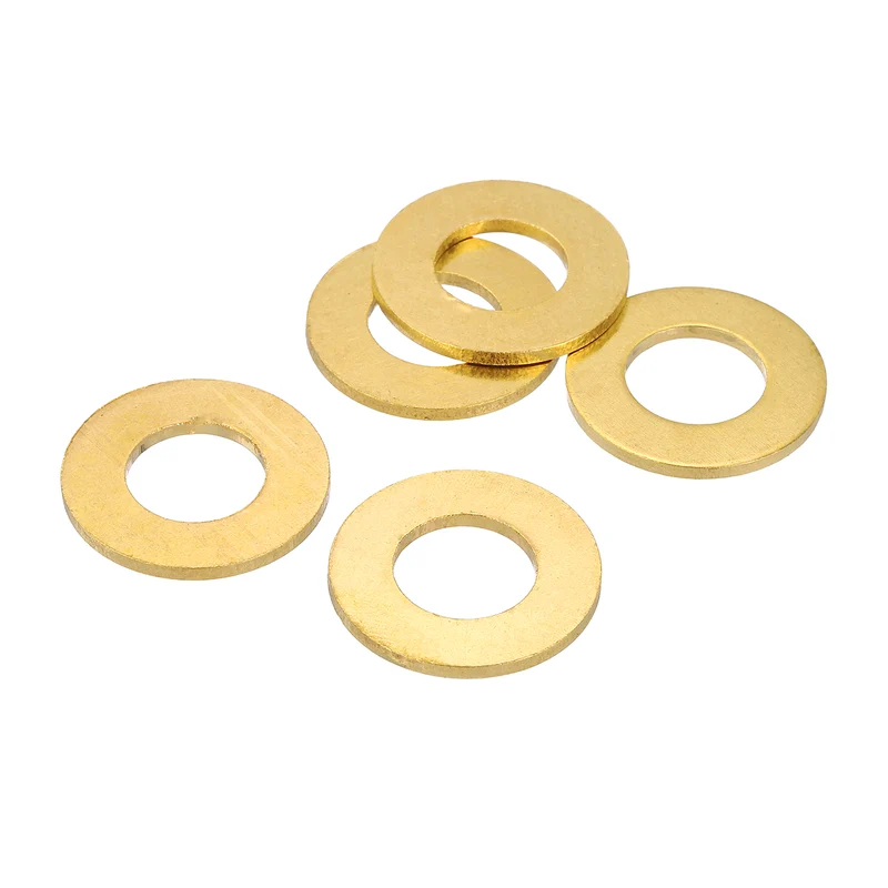 Flat Washers, (M14x28x2mm, Golden) (5 Pcs), Brass Sealing Gasket Rings