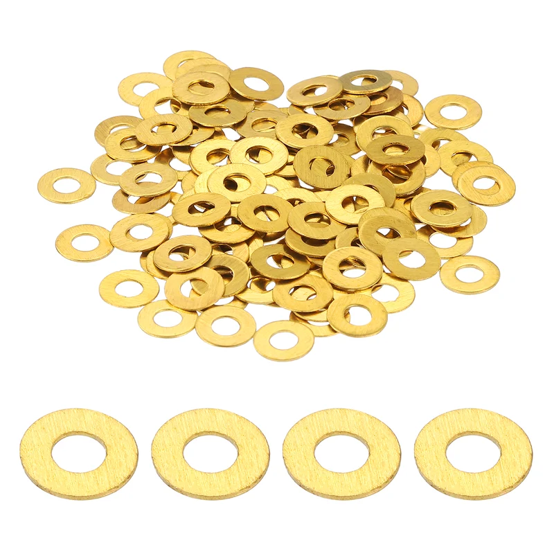 Flat Washers, (M2.5x6x0.4mm, Golden) (125 Pcs), Brass Sealing Gasket Rings