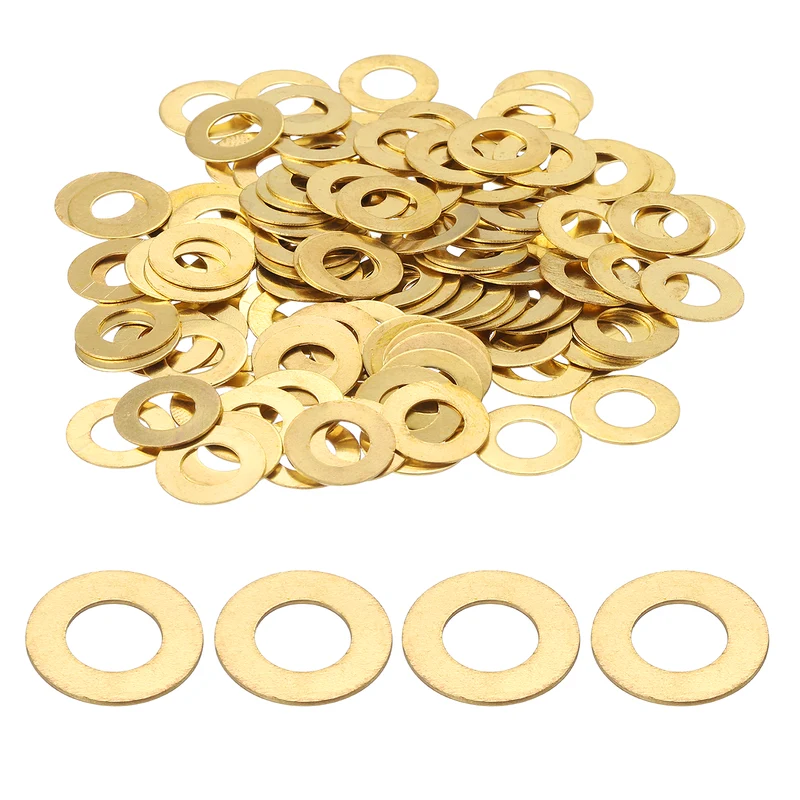 Flat Washers, (M6x12x0.5mm, Golden) (125 Pcs), Brass Sealing Gasket Rings