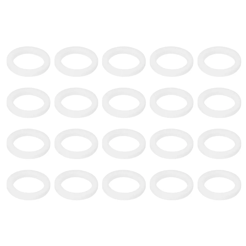 M7 PTFE Flat Washer, 60 Pcs 7x10x1.25mm O-Ring Sealing Gasket, White