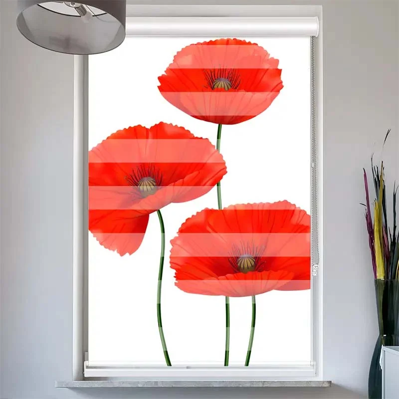 Doppelrollo mit Kassette "Mohnblumen"