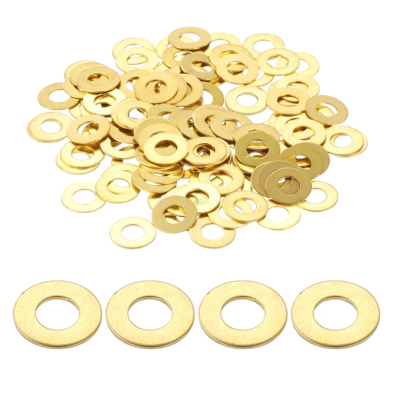 Flat Washers, (M5x10x0.5mm, Golden) (125 Pcs), Brass Sealing Gasket Rings