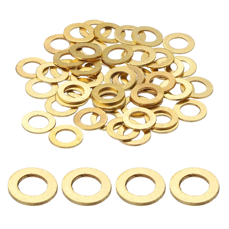 Flat Washers, (M4x8x0.8mm, Golden) (60 Pcs), Brass Sealing Gasket Rings